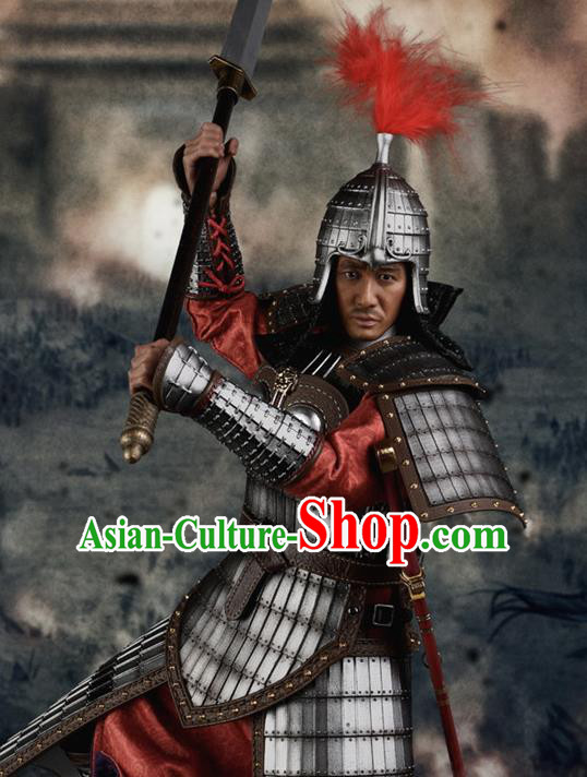 Chinese Ancient Cosplay General Armor and Helmet Traditional Tang Dynasty Supreme Commander Costumes Complete Set for Men