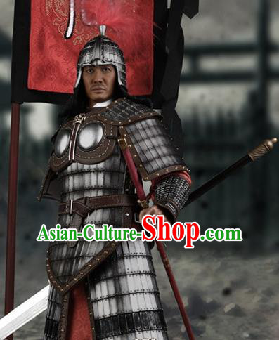 Chinese Ancient Cosplay General Armor and Helmet Traditional Tang Dynasty Supreme Commander Costumes Complete Set for Men