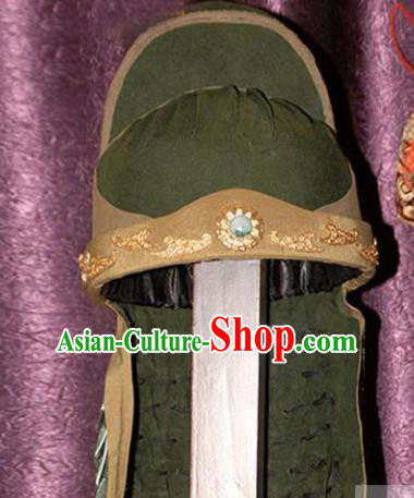 Handmade Chinese Ancient General Guan Yu Helmet Traditional Three Kingdoms Period Hair Accessories for Men