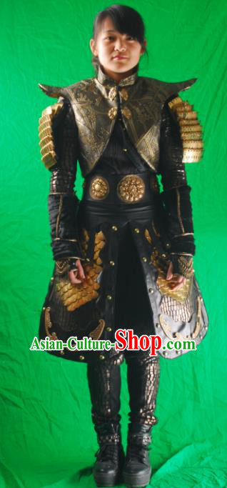 Chinese Ancient Cosplay Female General Armor and Helmet Traditional Han Dynasty Admiral Costumes Complete Set for Women