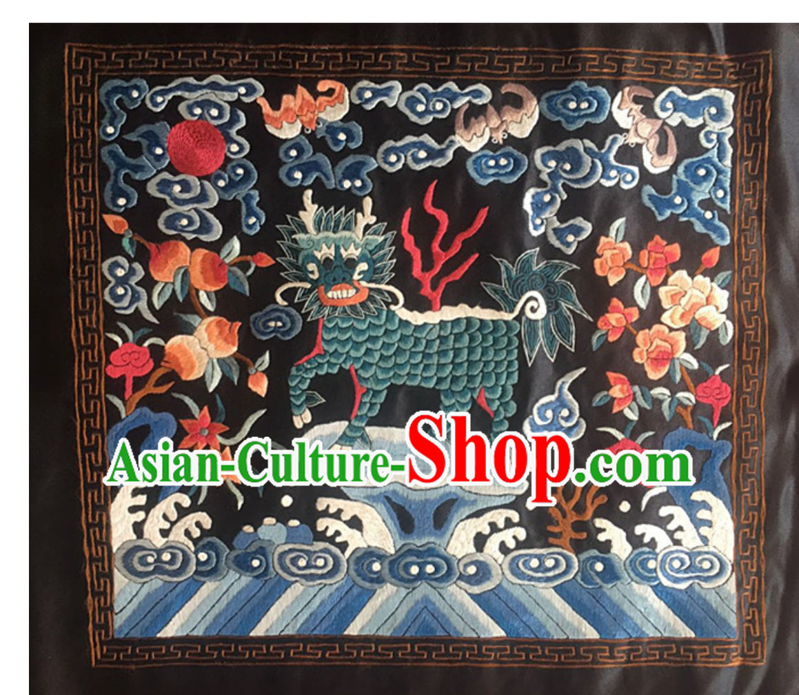 Traditional Qing Dynasty Style Officer Bu Zi Kylin Handmade Embroidery Arts