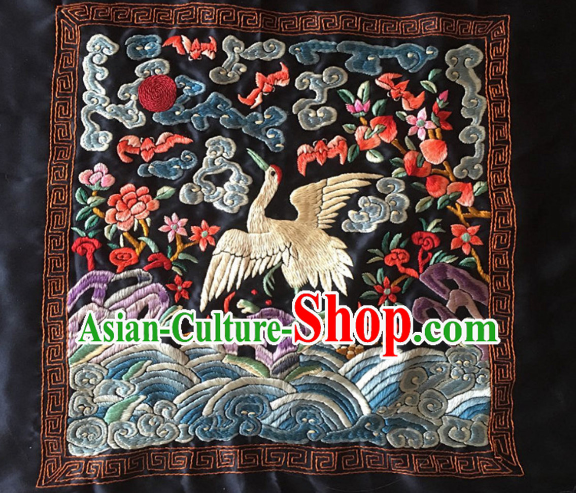 Traditional Qing Dynasty Style Officer Bu Zi Crane Handmade Decoration Embroidery Arts