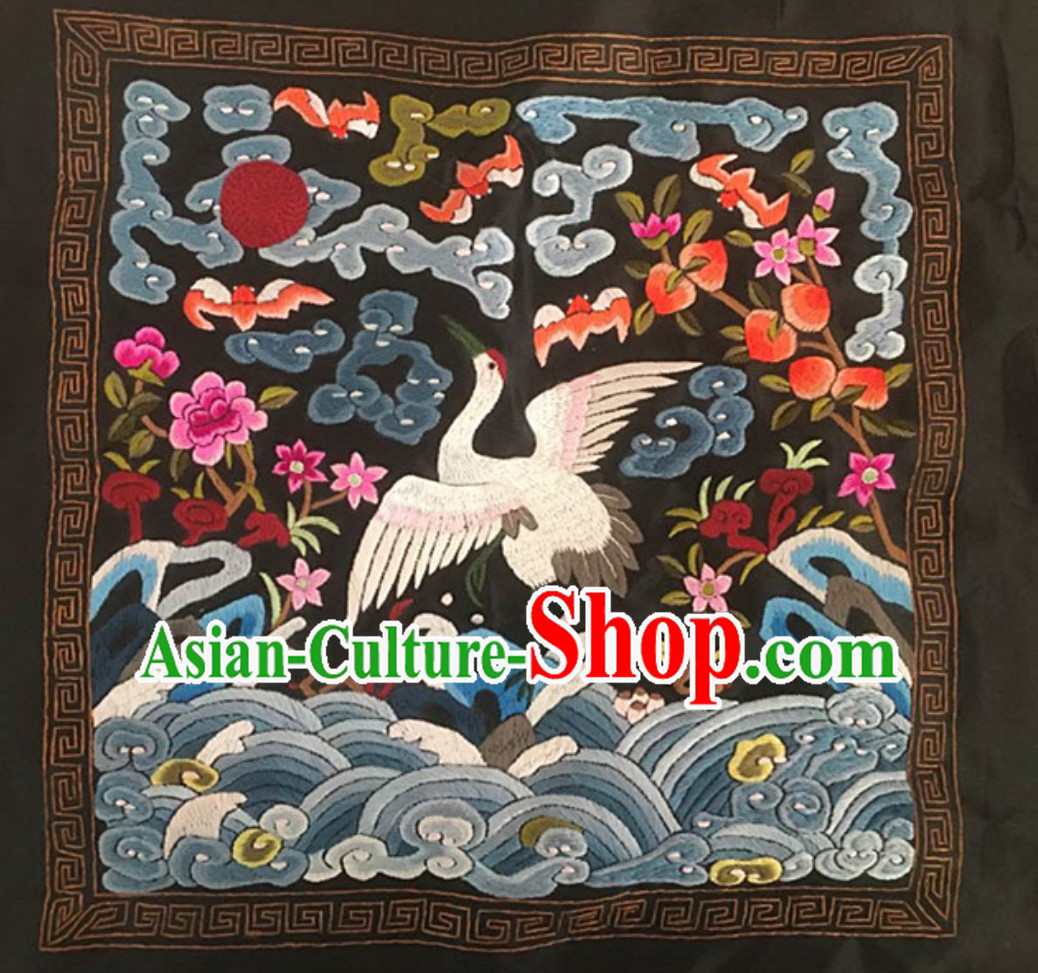 Traditional Qing Dynasty Style Officer Bu Zi Crane Handmade Decoration Embroidery Arts