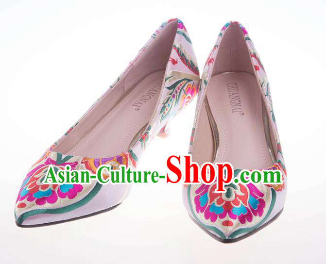 Chinese Wedding Shoes Pink Shoes Hanfu Shoes Bride High Heels Shoes for Women
