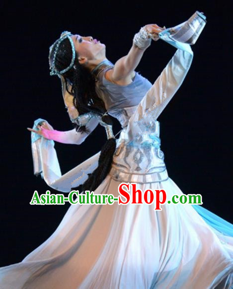Traditional Chinese Zang Nationality Dance Dress Tibetan Ethnic Dance Stage Show Costume for Women