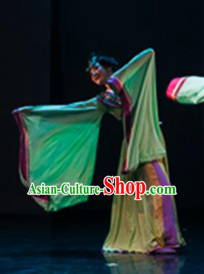 Traditional Chinese Classical Dance Yun Chang Costumes Umbrella Dance Stage Show Green Dress for Women