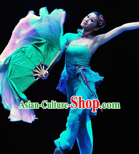 Traditional Chinese Classical Dance Competition Costumes Fan Dance Stage Show Dress for Women
