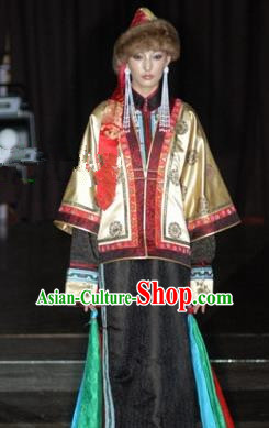 Traditional Chinese Mongol Nationality Costume Mongolian Ethnic Dance Stage Show Dress for Women