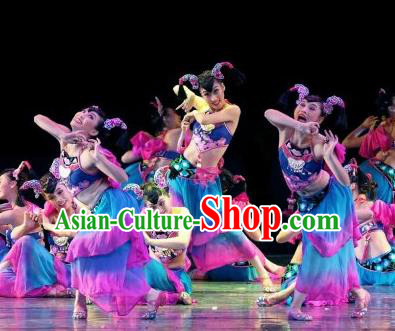 Traditional Chinese Tao Li Cup Classical Dance Costume Fan Dance Stage Show Dress for Women