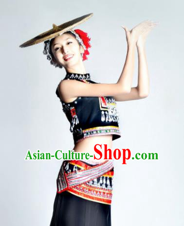 Traditional Chinese Dai Nationality Peacock Dance Costume Ethnic Dance Stage Show Dress for Women