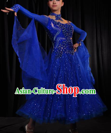 Professional Modern Dance Costume Ballroom Dance Waltz Stage Show Royalblue Dress for Women