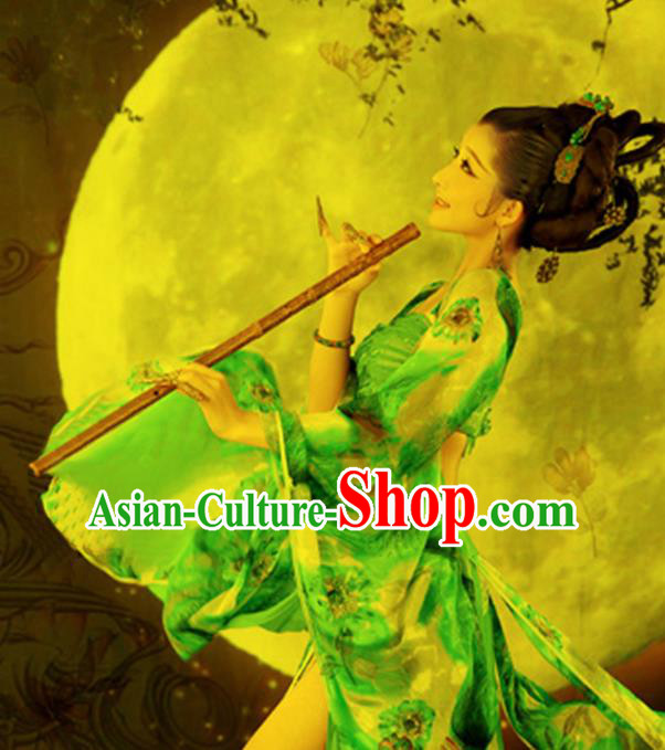 Chinese Traditional Dance Costumes Ancient Imperial Consort Green Dress for Women