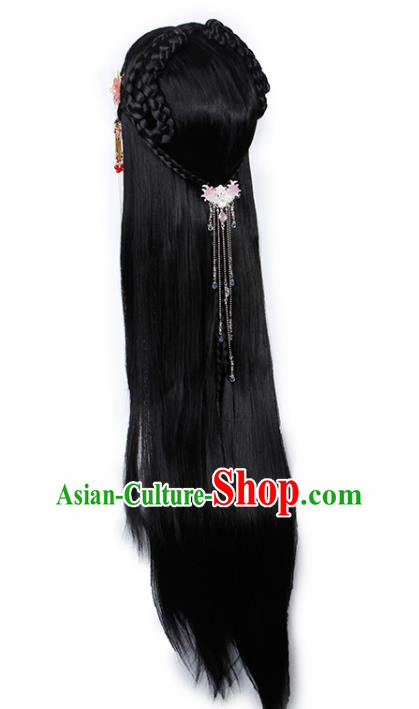 Chinese Traditional Han Dynasty Princess Wigs and Hairpins Ancient Goddess Hair Accessories for Women