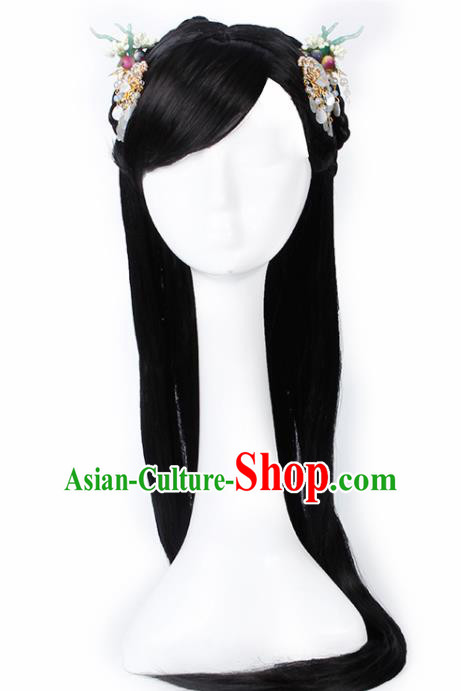 Chinese Traditional Han Dynasty Princess Wigs and Hair Claws Ancient Goddess Hair Accessories for Women