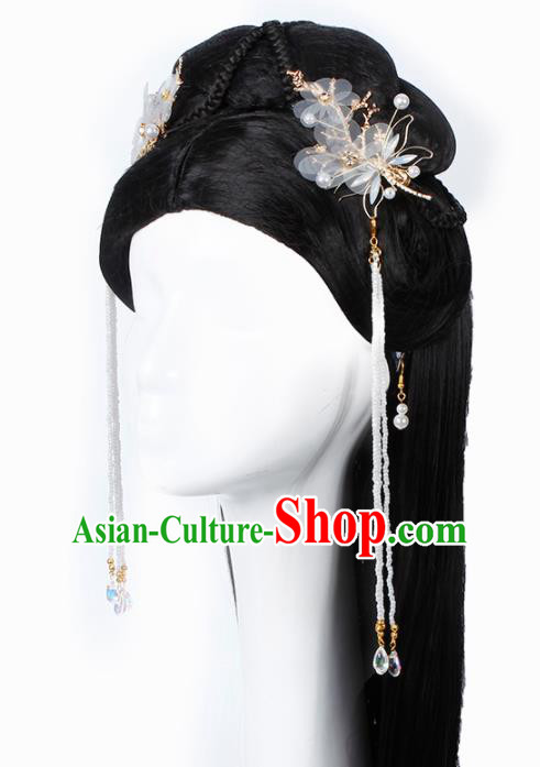 Chinese Traditional Tang Dynasty Palace Princess Wigs and Hairpins Ancient Imperial Concubine Hair Accessories for Women