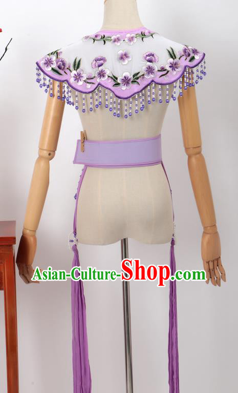 Chinese Traditional Beijing Opera Diva Accessories Purple Shoulder Cape and Belt for Women