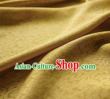 Traditional Chinese Classical Apricot Flowers Pattern Design Yellow Silk Fabric Ancient Hanfu Dress Silk Cloth