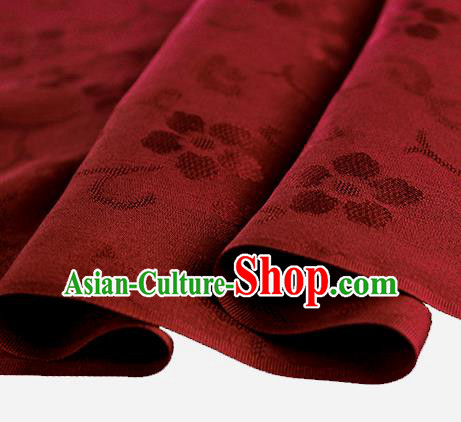 Traditional Chinese Classical Cherry Blossom Pattern Design Wine Red Silk Fabric Ancient Hanfu Dress Silk Cloth