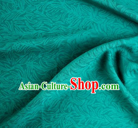 Traditional Chinese Classical Rohdea Pattern Design Green Silk Fabric Ancient Hanfu Dress Silk Cloth