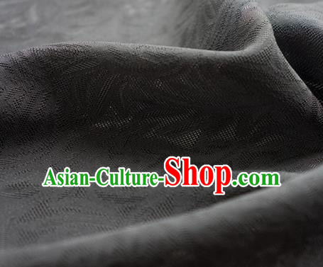 Traditional Chinese Classical Rohdea Pattern Design Deep Grey Silk Fabric Ancient Hanfu Dress Silk Cloth