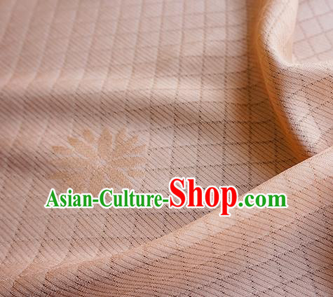 Traditional Chinese Classical Lotus Pattern Design Champagne Silk Fabric Ancient Hanfu Dress Silk Cloth