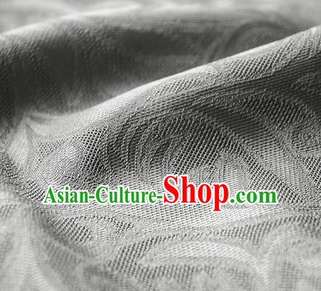 Traditional Chinese Classical Phoenix Flower Pattern Design Grey Silk Fabric Ancient Hanfu Dress Silk Cloth