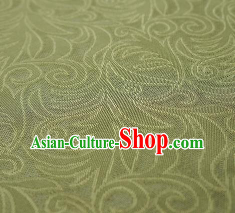 Traditional Chinese Classical Phoenix Flower Pattern Design Olive Green Silk Fabric Ancient Hanfu Dress Silk Cloth