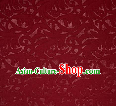 Traditional Chinese Classical Phoenix Flower Pattern Design Wine Red Silk Fabric Ancient Hanfu Dress Silk Cloth