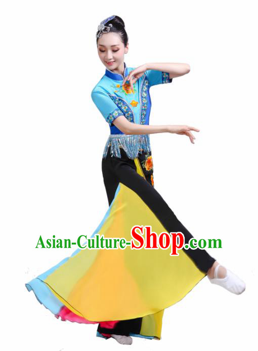 Chinese Traditional Folk Dance Yangko Outfits Drum Dance Classical Dance Costume for Women