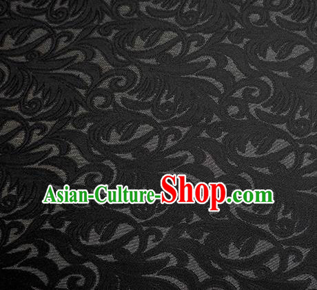 Traditional Chinese Classical Phoenix Flower Pattern Design Black Silk Fabric Ancient Hanfu Dress Silk Cloth