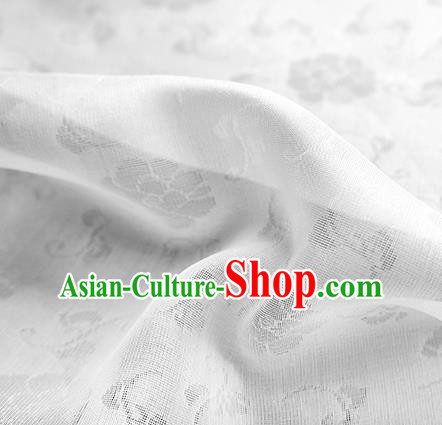 Traditional Chinese Classical Flower Pattern Design White Silk Fabric Ancient Hanfu Dress Silk Cloth