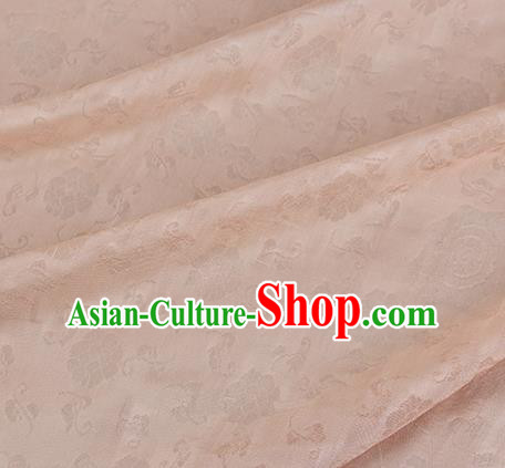 Traditional Chinese Classical Flower Pattern Design Light Orange Silk Fabric Ancient Hanfu Dress Silk Cloth