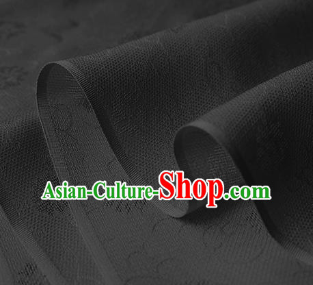 Traditional Chinese Classical Daisy Pattern Design Ash Black Silk Fabric Ancient Hanfu Dress Silk Cloth