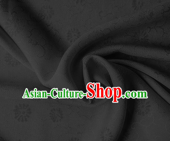 Traditional Chinese Classical Daisy Pattern Design Ash Black Silk Fabric Ancient Hanfu Dress Silk Cloth