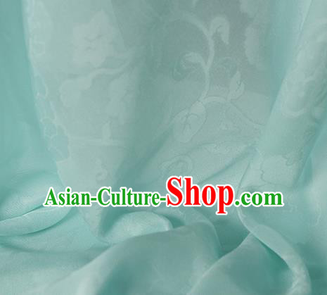 Traditional Chinese Classical Hibiscus Peony Pattern Design Light Green Silk Fabric Ancient Hanfu Dress Silk Cloth