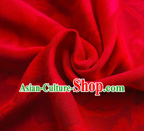 Traditional Chinese Classical Hibiscus Peony Pattern Design Red Silk Fabric Ancient Hanfu Dress Silk Cloth
