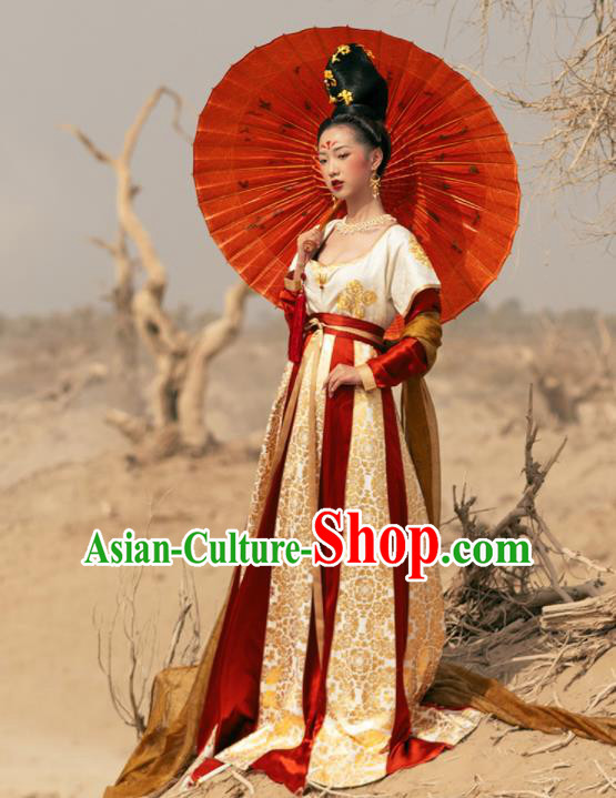 Traditional Chinese Tang Dynasty Royal Princess Replica Costume Ancient Court Apsaras Dance Hanfu Dress for Women