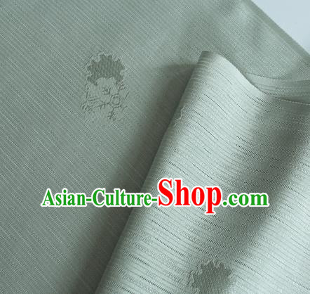 Traditional Chinese Classical Flowers Pattern Design Grey Silk Fabric Ancient Hanfu Dress Silk Cloth