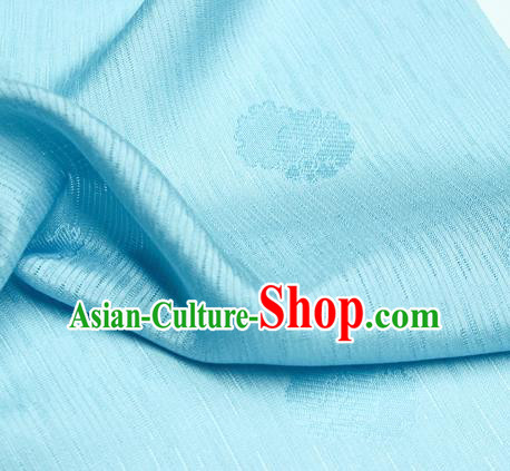 Traditional Chinese Classical Flowers Pattern Design Light Blue Silk Fabric Ancient Hanfu Dress Silk Cloth