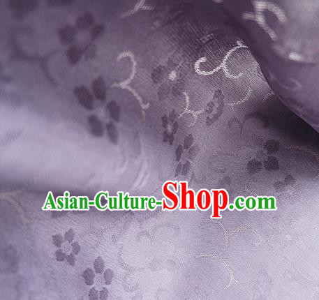 Traditional Chinese Classical Cherry Blossom Pattern Design Lilac Silk Fabric Ancient Hanfu Dress Silk Cloth