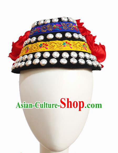 Chinese Traditional Ethnic Dance Hair Accessories Yi Nationality Dance Hat for Women