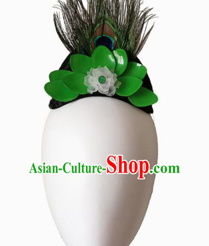 Traditional Chinese Classical Dance Southeast the Peacock Flies Hair Accessories Fan Dance Wig Chignon Headdress for Women