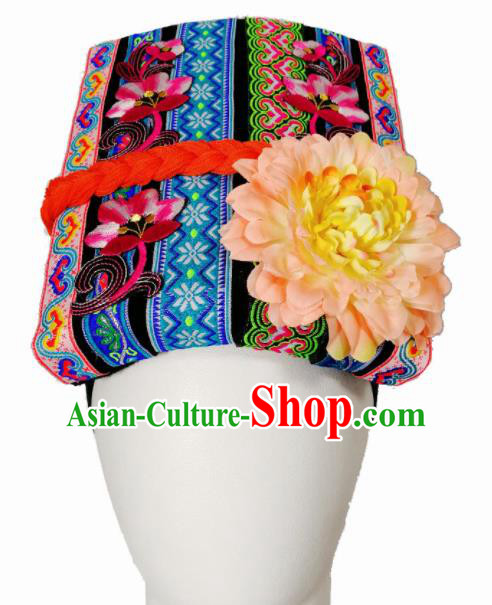 Chinese Traditional Ethnic Dance Hat Hair Accessories Yi Nationality Dance Headwear for Women