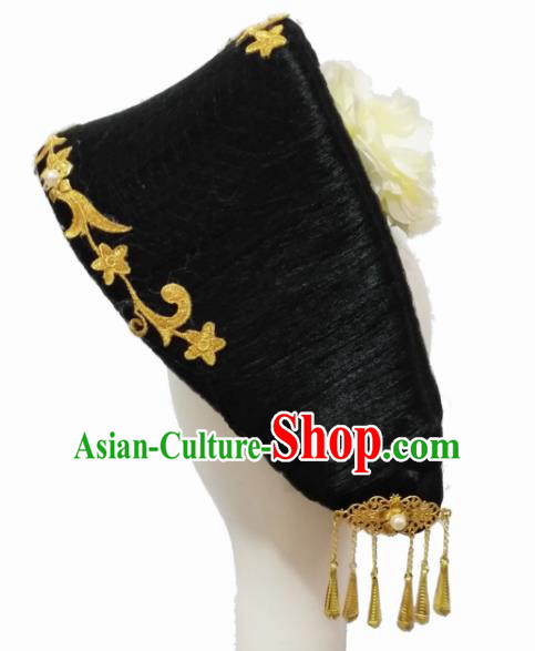 Chinese Traditional Classical Dance Li Bai Hair Accessories Fan Dance Wig Chignon Headdress for Women