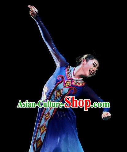 Chinese Traditional Ewenki Ethnic Dance Dress Owenk Nationality Dance Costume for Women