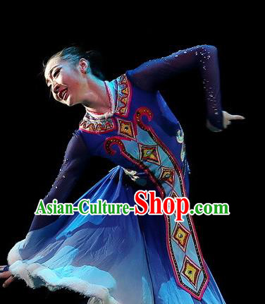Chinese Traditional Ewenki Ethnic Dance Dress Owenk Nationality Dance Costume for Women