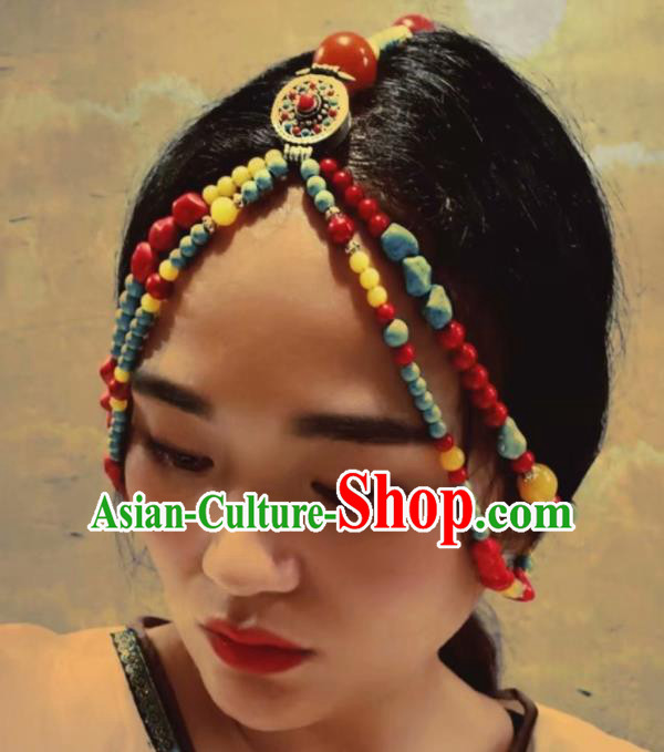 Chinese Traditional Zang Ethnic Hair Accessories Tibetan Nationality Headwear for Women