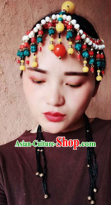 Chinese Traditional Zang Ethnic Tassel Hair Clasp Hair Accessories Tibetan Nationality Headwear for Women