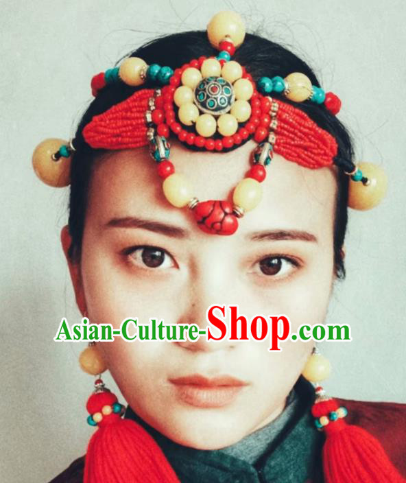 Chinese Traditional Zang Ethnic Beeswax Hair Clasp Hair Accessories Tibetan Nationality Headwear for Women