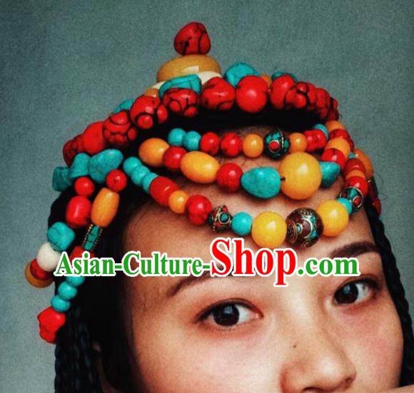 Chinese Traditional Zang Ethnic Nobility Princess Hair Clasp Hair Accessories Tibetan Nationality Headwear for Women